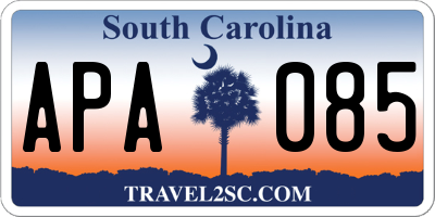 SC license plate APA085
