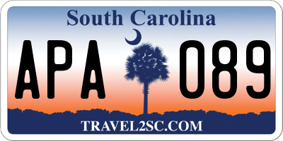 SC license plate APA089