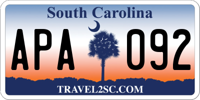 SC license plate APA092