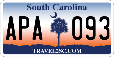 SC license plate APA093
