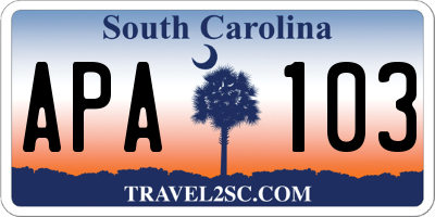 SC license plate APA103