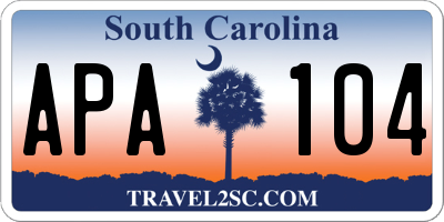 SC license plate APA104