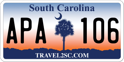 SC license plate APA106