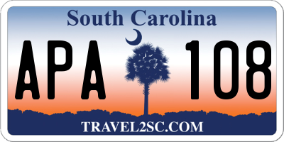SC license plate APA108
