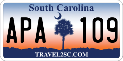 SC license plate APA109