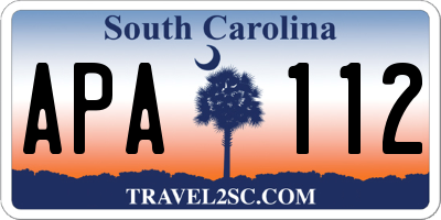 SC license plate APA112