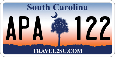 SC license plate APA122
