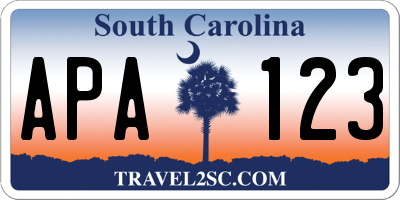 SC license plate APA123