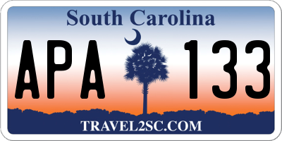 SC license plate APA133