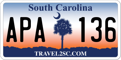 SC license plate APA136