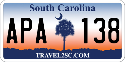 SC license plate APA138