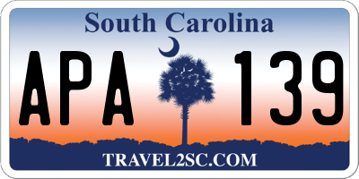 SC license plate APA139