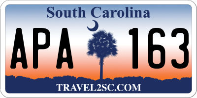 SC license plate APA163
