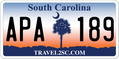 SC license plate APA189