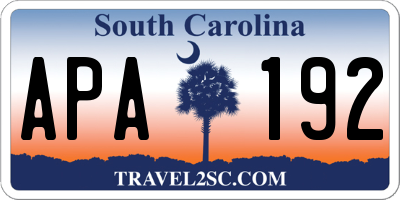 SC license plate APA192
