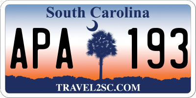 SC license plate APA193