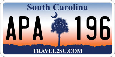 SC license plate APA196