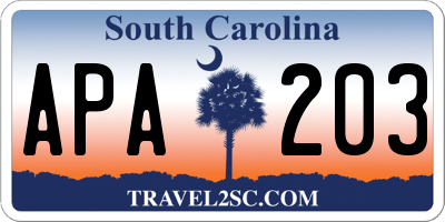 SC license plate APA203