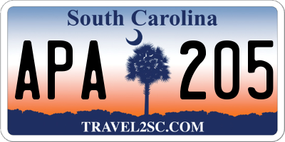 SC license plate APA205