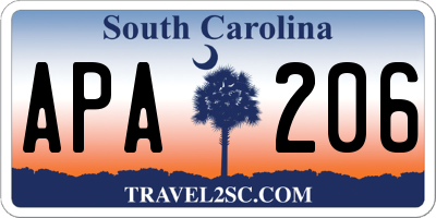 SC license plate APA206
