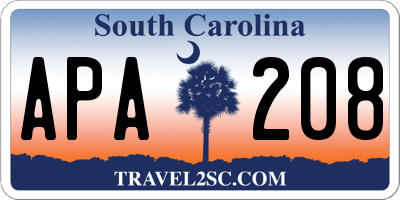 SC license plate APA208