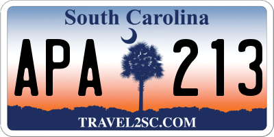 SC license plate APA213