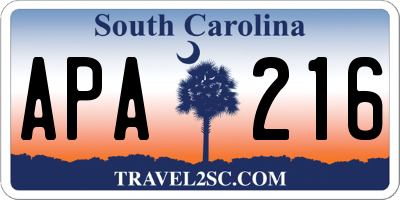SC license plate APA216