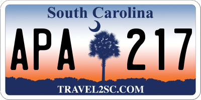 SC license plate APA217