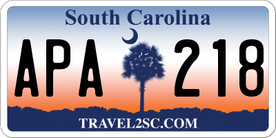 SC license plate APA218