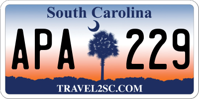 SC license plate APA229