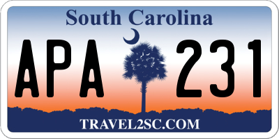 SC license plate APA231