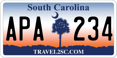 SC license plate APA234