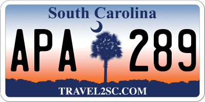 SC license plate APA289