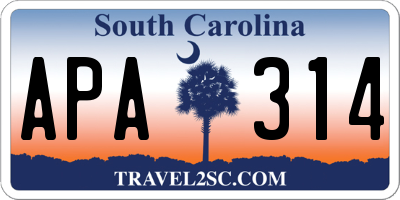 SC license plate APA314