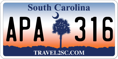 SC license plate APA316