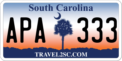 SC license plate APA333