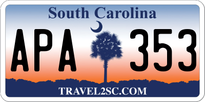 SC license plate APA353