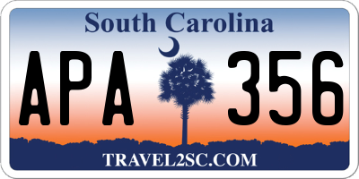 SC license plate APA356