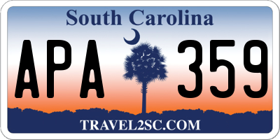 SC license plate APA359