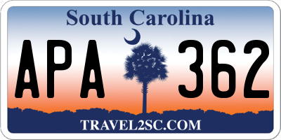 SC license plate APA362