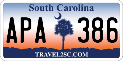 SC license plate APA386