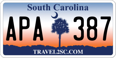 SC license plate APA387