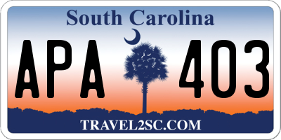 SC license plate APA403