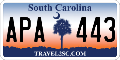 SC license plate APA443