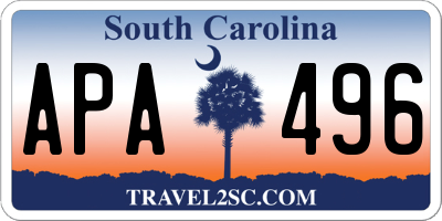 SC license plate APA496
