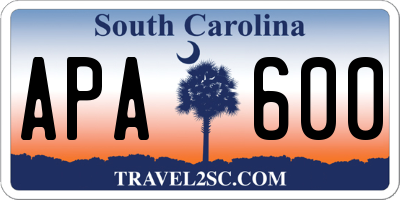 SC license plate APA600