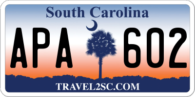 SC license plate APA602
