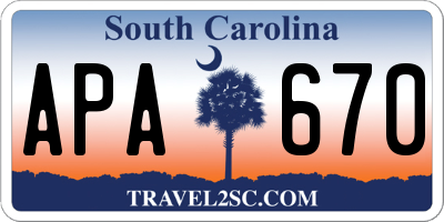 SC license plate APA670