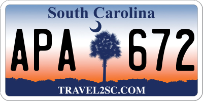 SC license plate APA672