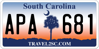 SC license plate APA681